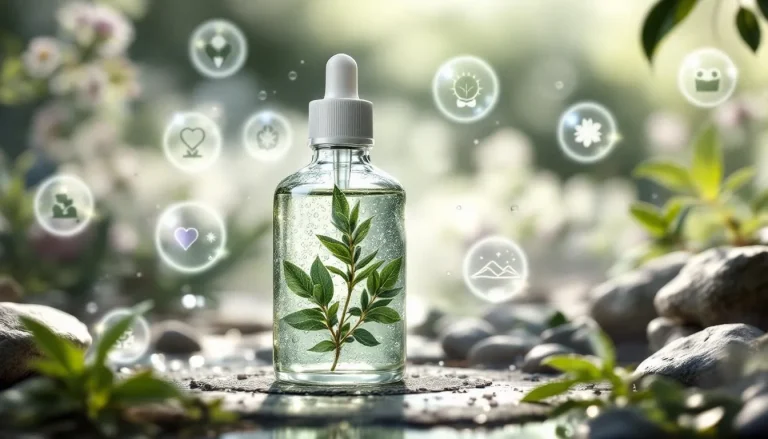 Hydrosol de sauge accompagné d'une présentation des bienfaits aromatiques et thérapeutiques.